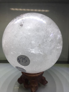 Clear Quartz Sphere with a touch of garden
