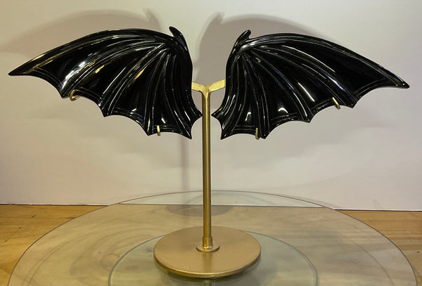 Obsidian Dragon Wings on gold stand
