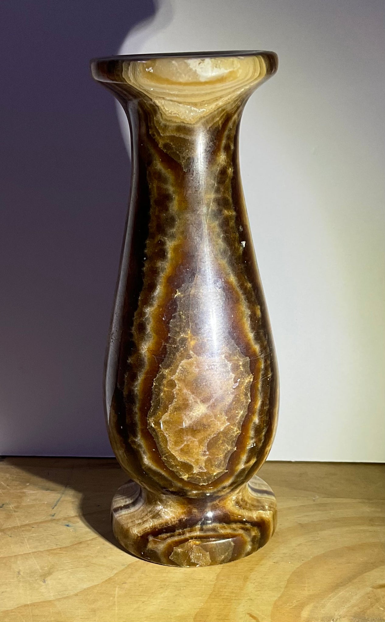 Chocolate calcite pedestal/sphere holder